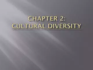 Chapter 2: Cultural Diversity