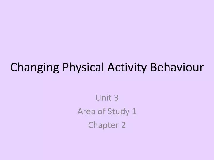 changing physical activity behaviour