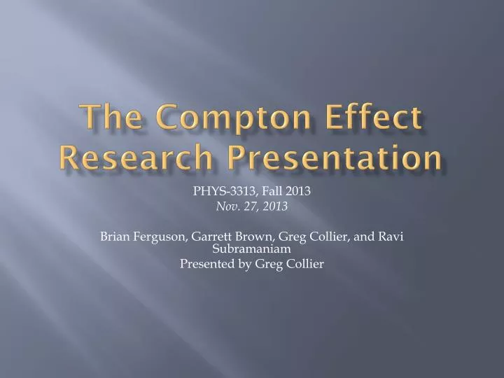the compton effect research presentation