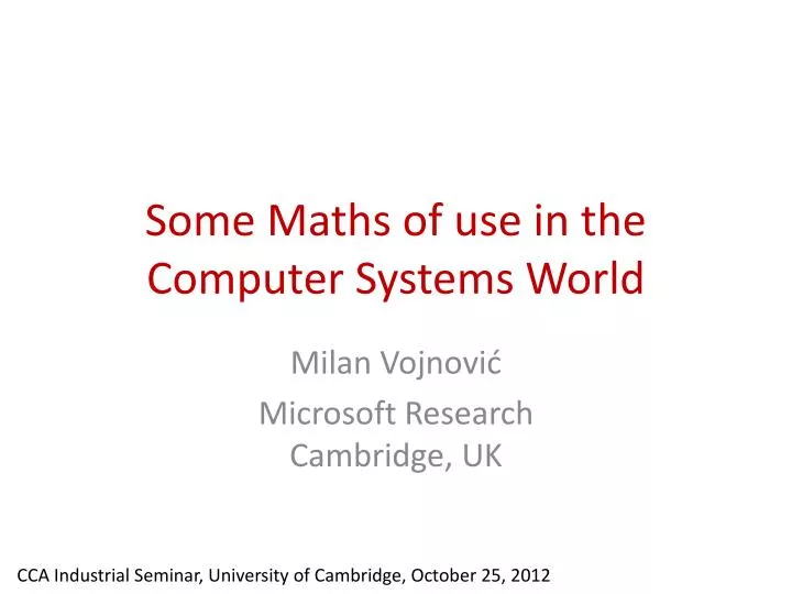 some maths of use in the computer systems world