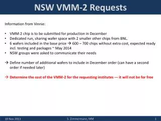 NSW VMM-2 Requests