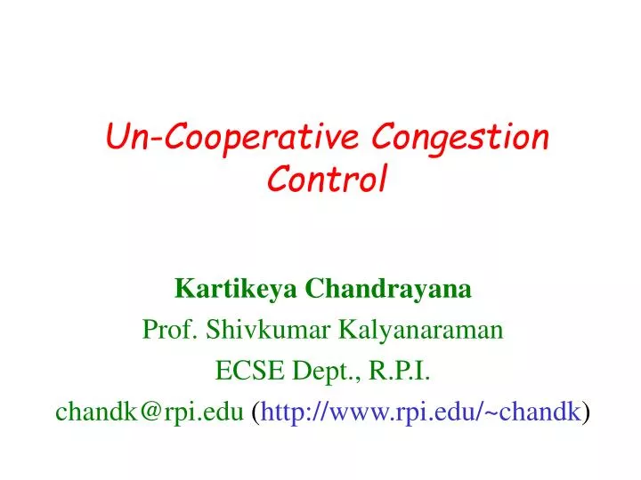 un cooperative congestion control