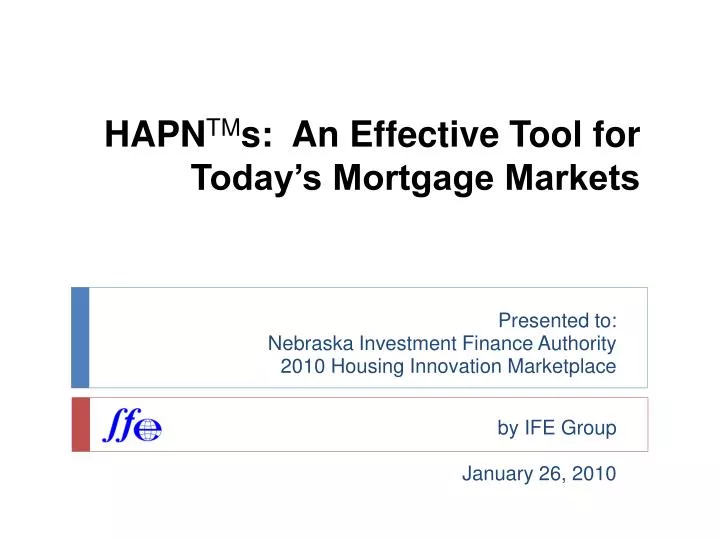 hapn tm s an effective tool for today s mortgage markets