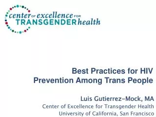Best Practices for HIV Prevention Among Trans People