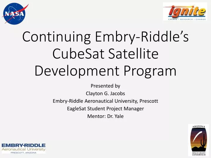 continuing embry riddle s cubesat satellite development program
