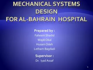 Mechanical Systems Design for Al-Bahrain Hospital