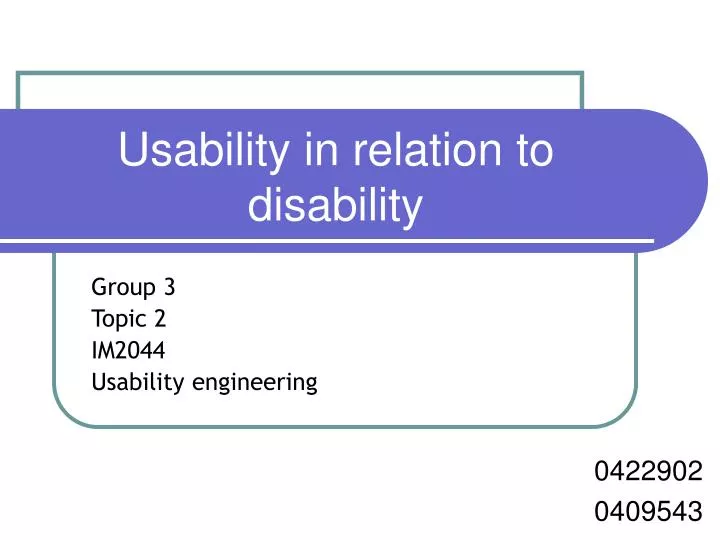 usability in relation to disability
