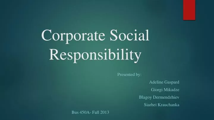 corporate social r esponsibility