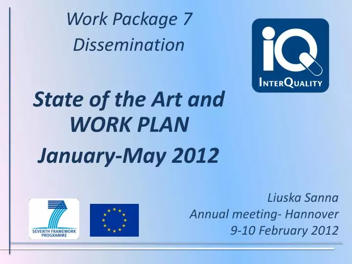 work package 7 dissemination state of the art and work plan january may 2012