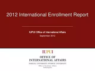 2012 International Enrollment Report