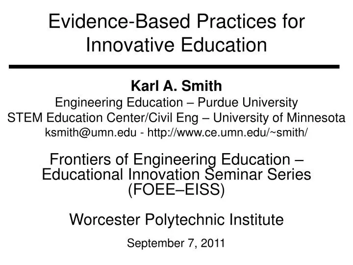 evidence based practices for innovative education