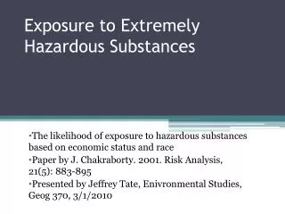 Exposure to Extremely Hazardous Substances