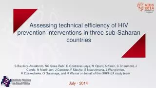 Assessing technical efficiency of HIV prevention interventions in three sub-Saharan countries