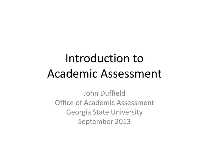 introduction to academic assessment