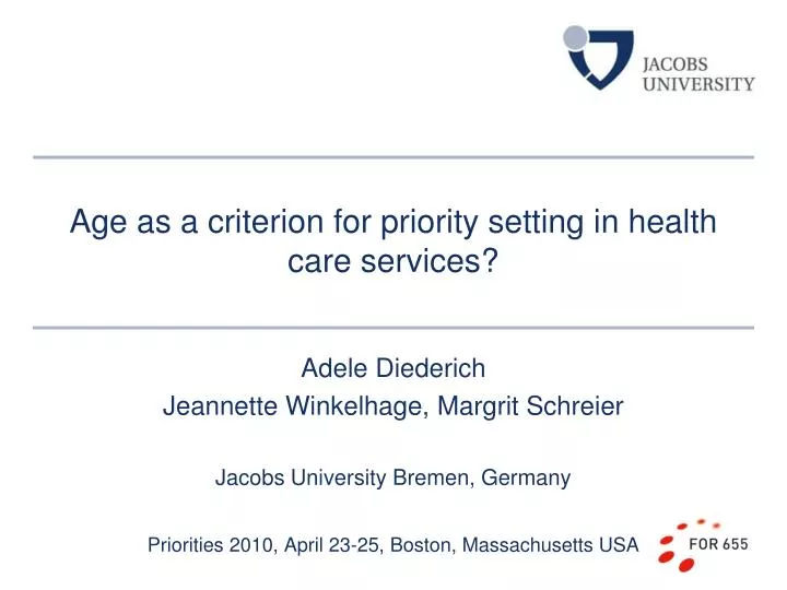 age as a criterion for priority setting in health care services
