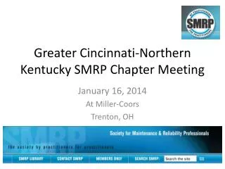 Greater Cincinnati-Northern Kentucky SMRP Chapter Meeting