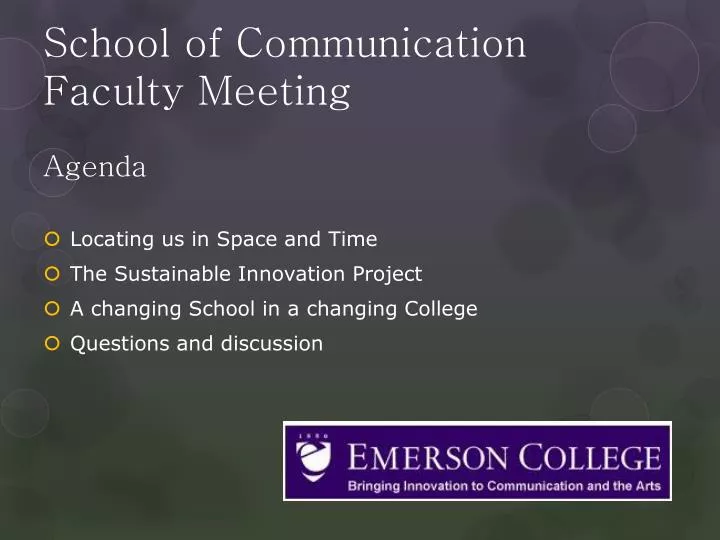 school of communication faculty meeting agenda