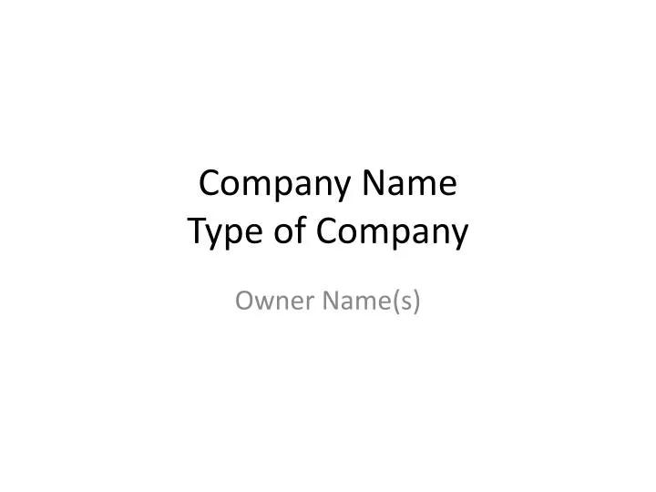 company name type of company