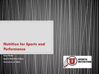 Nutrition for Sports and Performance