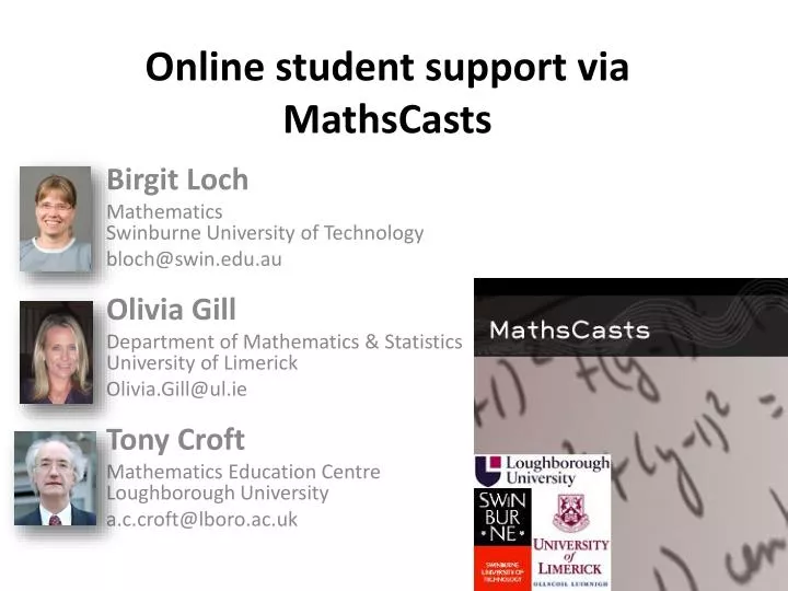 online student support via mathscasts