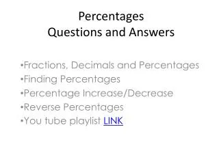 Percentages Questions and Answers