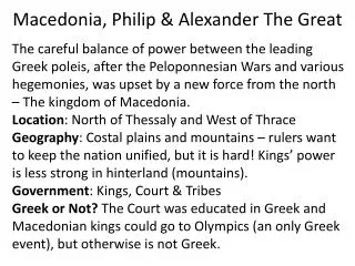 Macedonia, Philip &amp; Alexander The Great