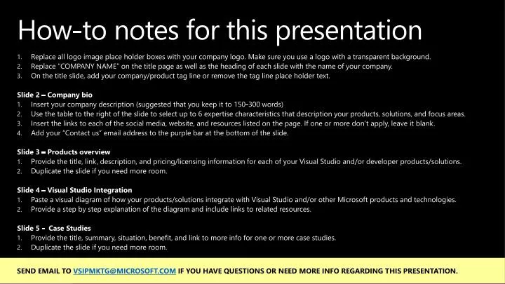 how to notes for this presentation