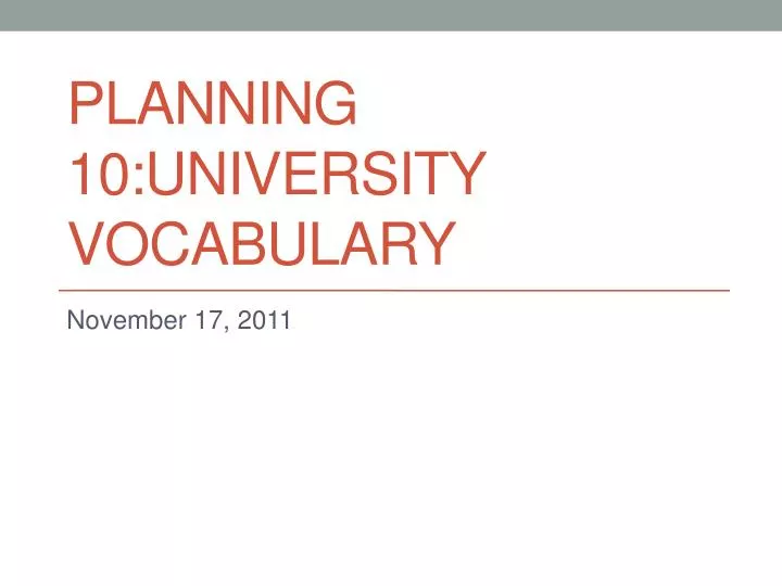 planning 10 university vocabulary