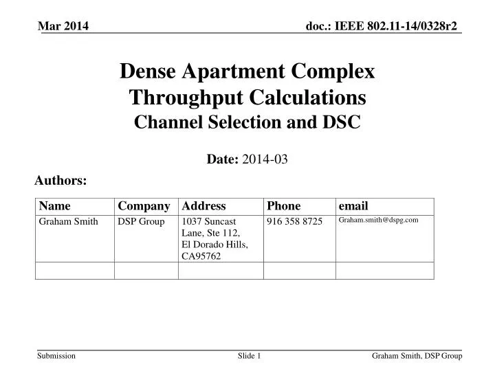 dense apartment complex throughput calculations channel selection and dsc