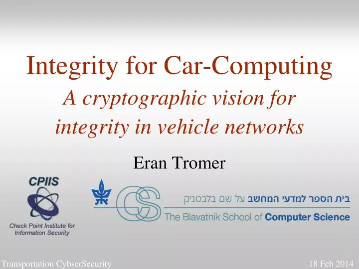 integrity for car computing a cryptographic vision for integrity in vehicle networks