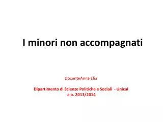 i minori non accompagnati