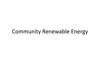 Community Renewable Energy
