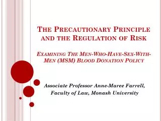 Associate Professor Anne-Maree Farrell, Faculty of Law, Monash University