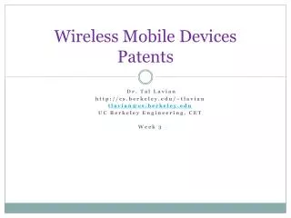 Wireless Mobile Devices Patents