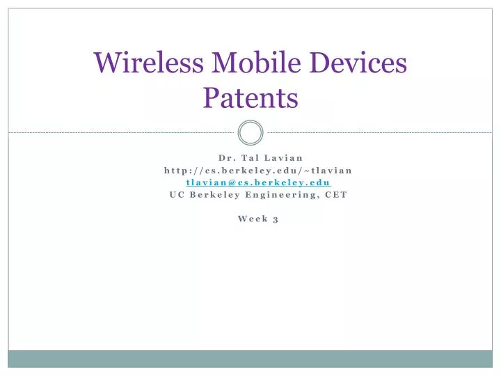 wireless mobile devices patents