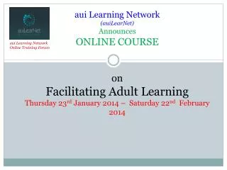 aui Learning Network Online Training Forum