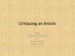 Critiquing an Article