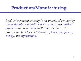 Production/Manufacturing