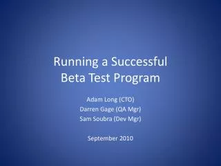 Running a Successful Beta Test Program