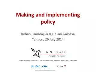 Making and implementing policy