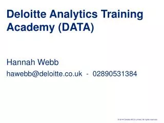 Deloitte Analytics Training Academy (DATA)