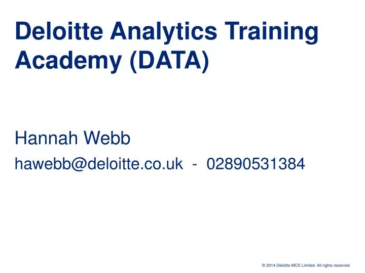 deloitte analytics training academy data