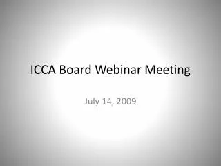 ICCA Board Webinar Meeting