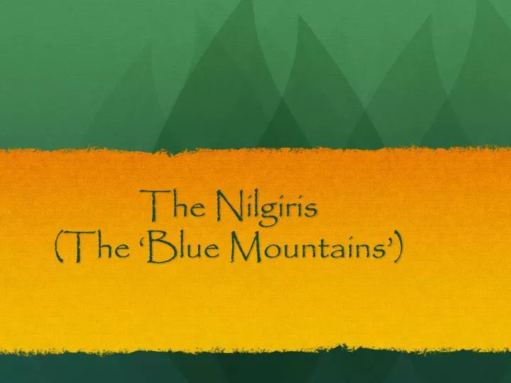 the nilgiris the blue mountains