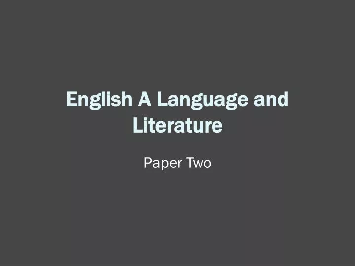 english a language and literature