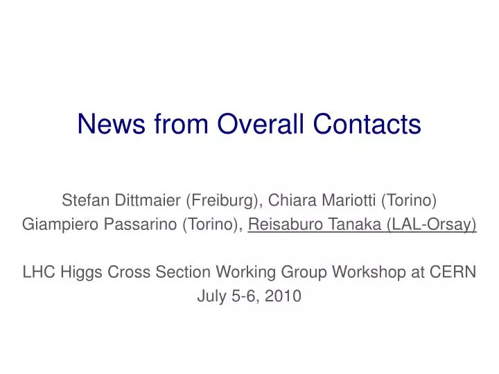 news from overall contacts
