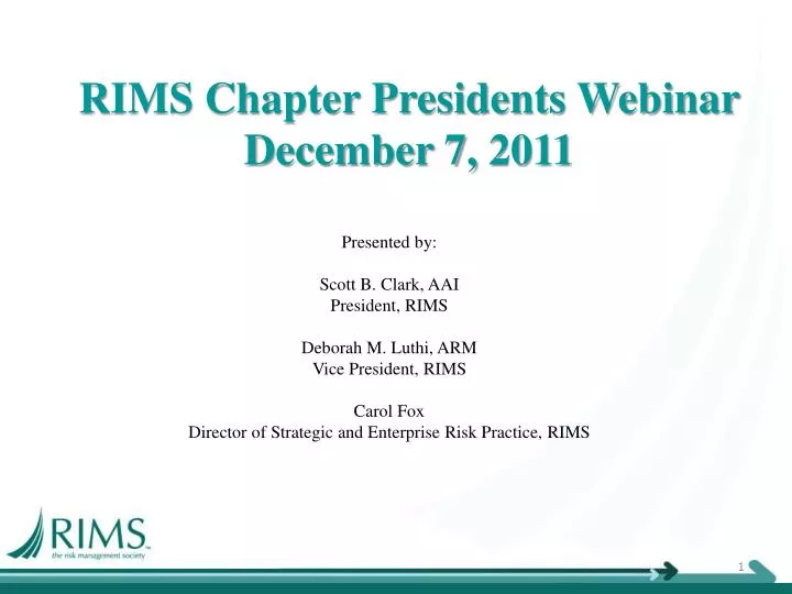 rims chapter presidents webinar december 7 2011