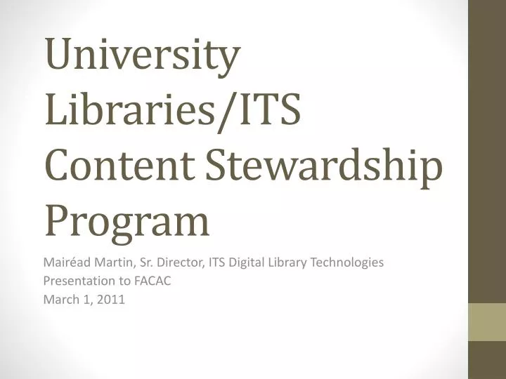 university libraries its content stewardship program