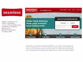 Website: seamless Twitter: @Seamless Category : Food and Beverage