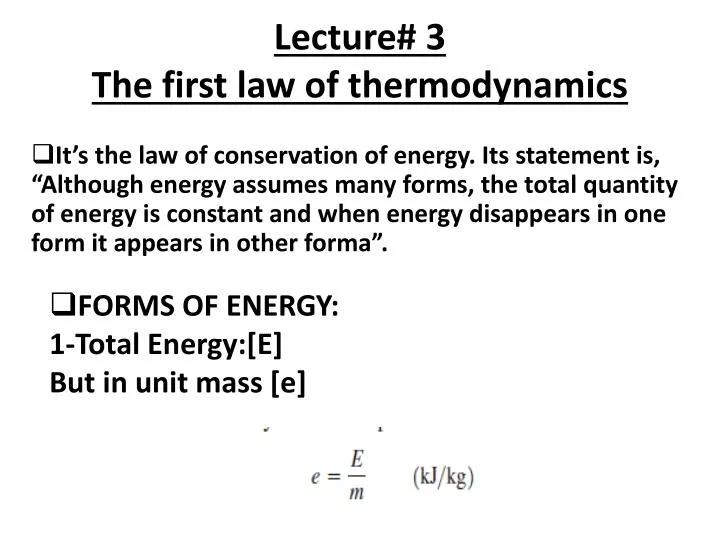 lecture 3 the first law of thermodynamics